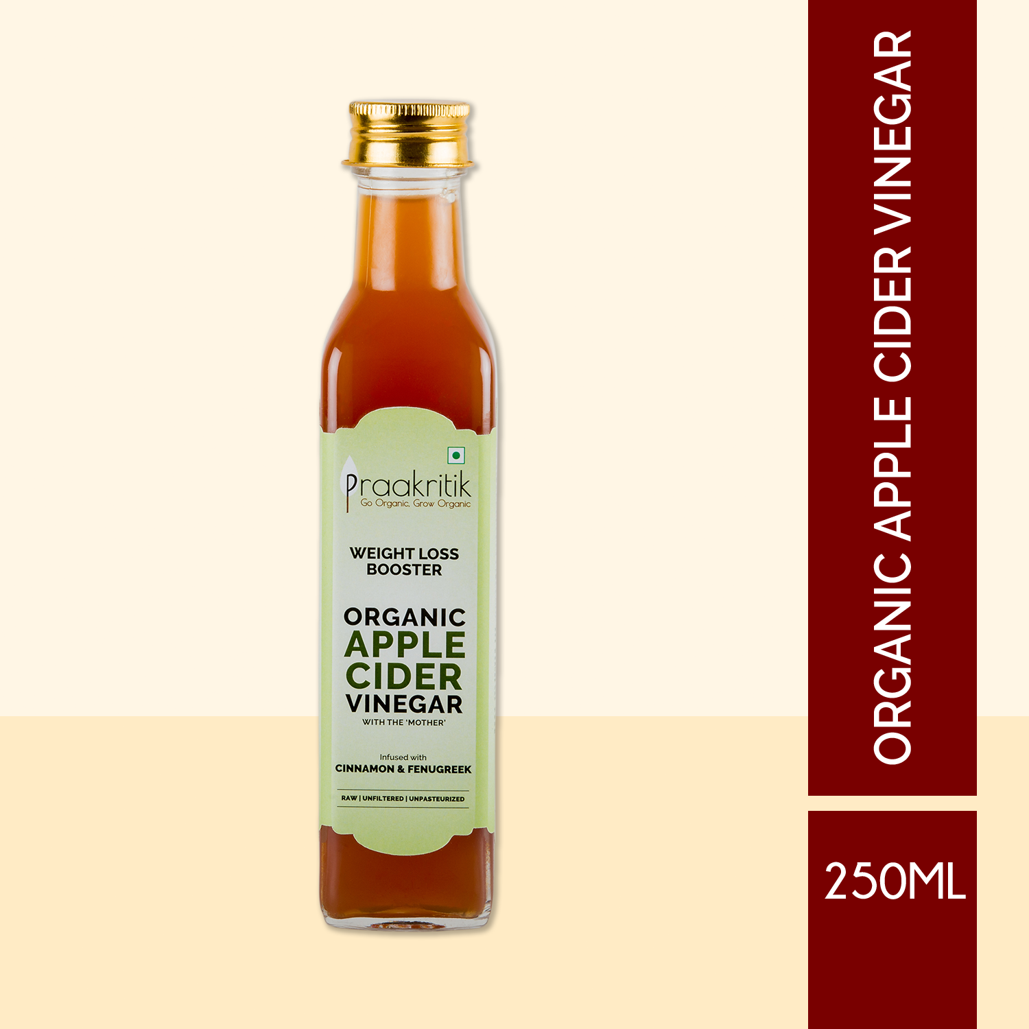 Organic Apple Cider Vinegar with Fenugreek & Cinnamon | 250 ML | Praakritik